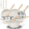 SODAY 12Pcs Pots and Pans Set Non Stick Kitchen Cookware Sets Induction Cookware Nonstick Granite Cooking Set with Frying Pans, Saucepans, Steamer
