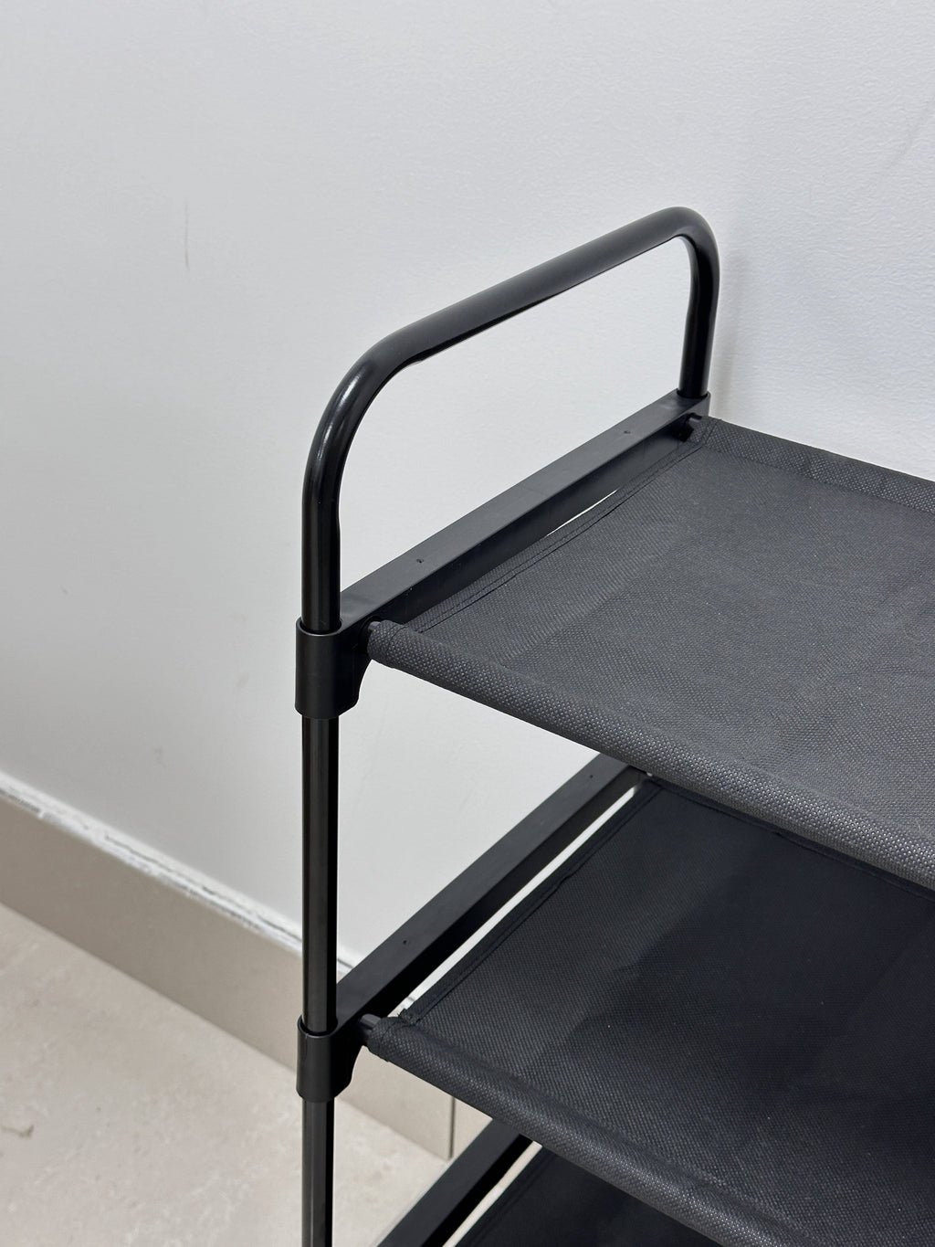 4 Shelf Closet Storage Organizer for Clothes with 2 Fabric Bins, Black, Metal Frame